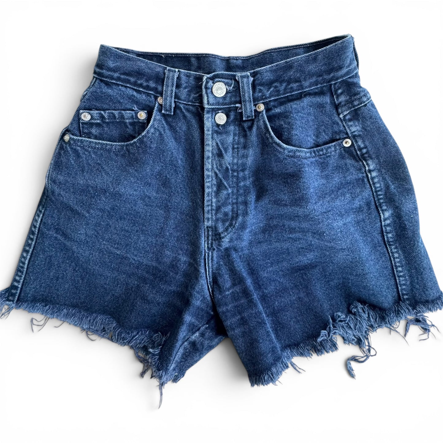 90s Jordache Basics High-Rise Cut-Off Denim Shorts Dark Indigo