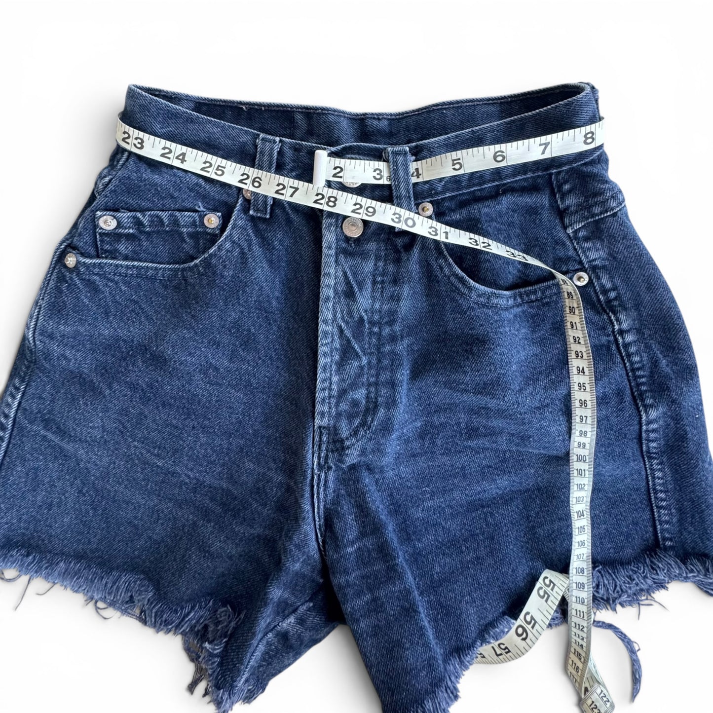 90s Jordache Basics High-Rise Cut-Off Denim Shorts Dark Indigo