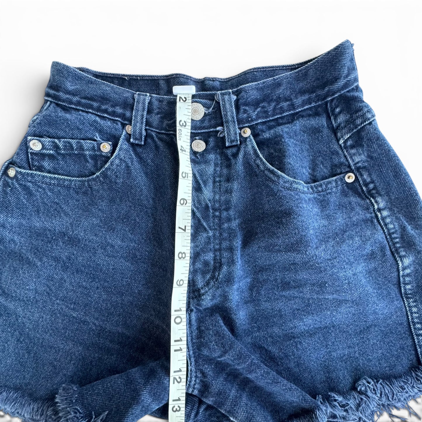 90s Jordache Basics High-Rise Cut-Off Denim Shorts Dark Indigo