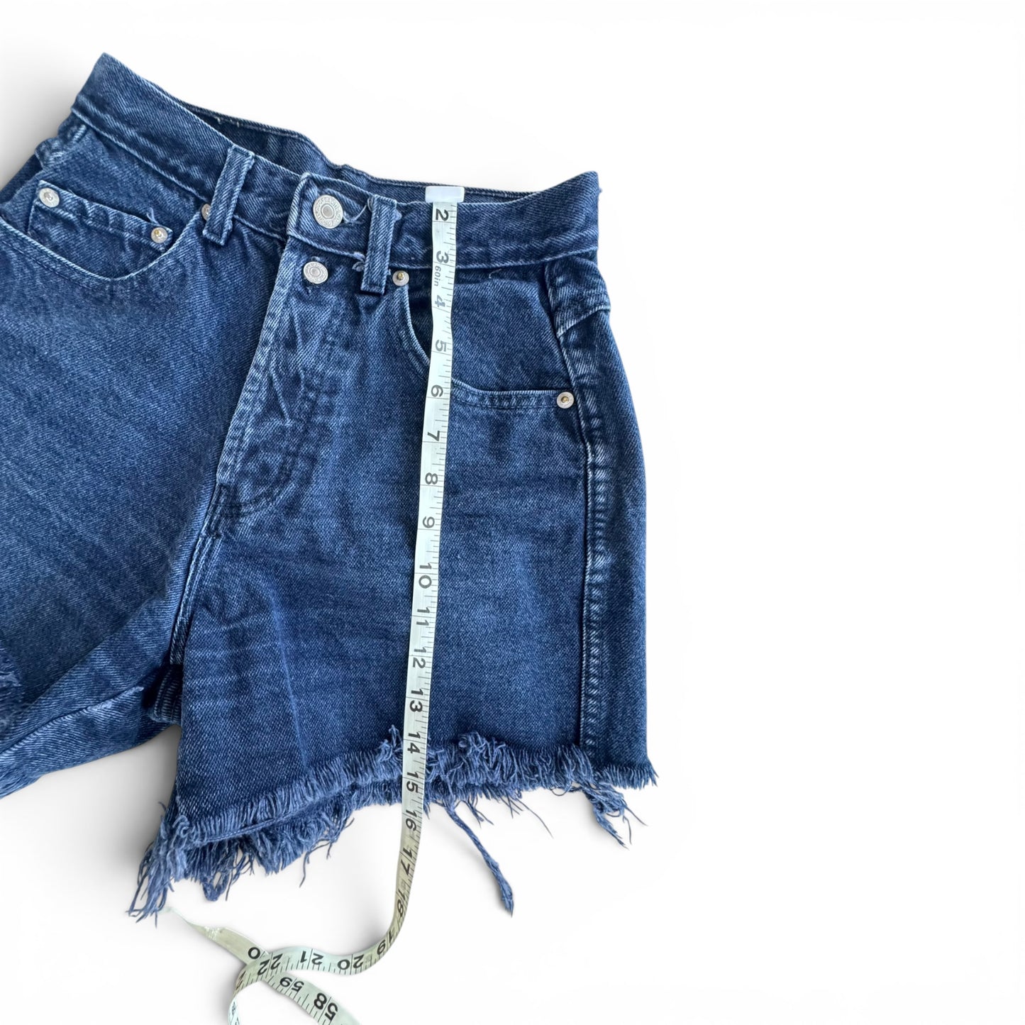 90s Jordache Basics High-Rise Cut-Off Denim Shorts Dark Indigo