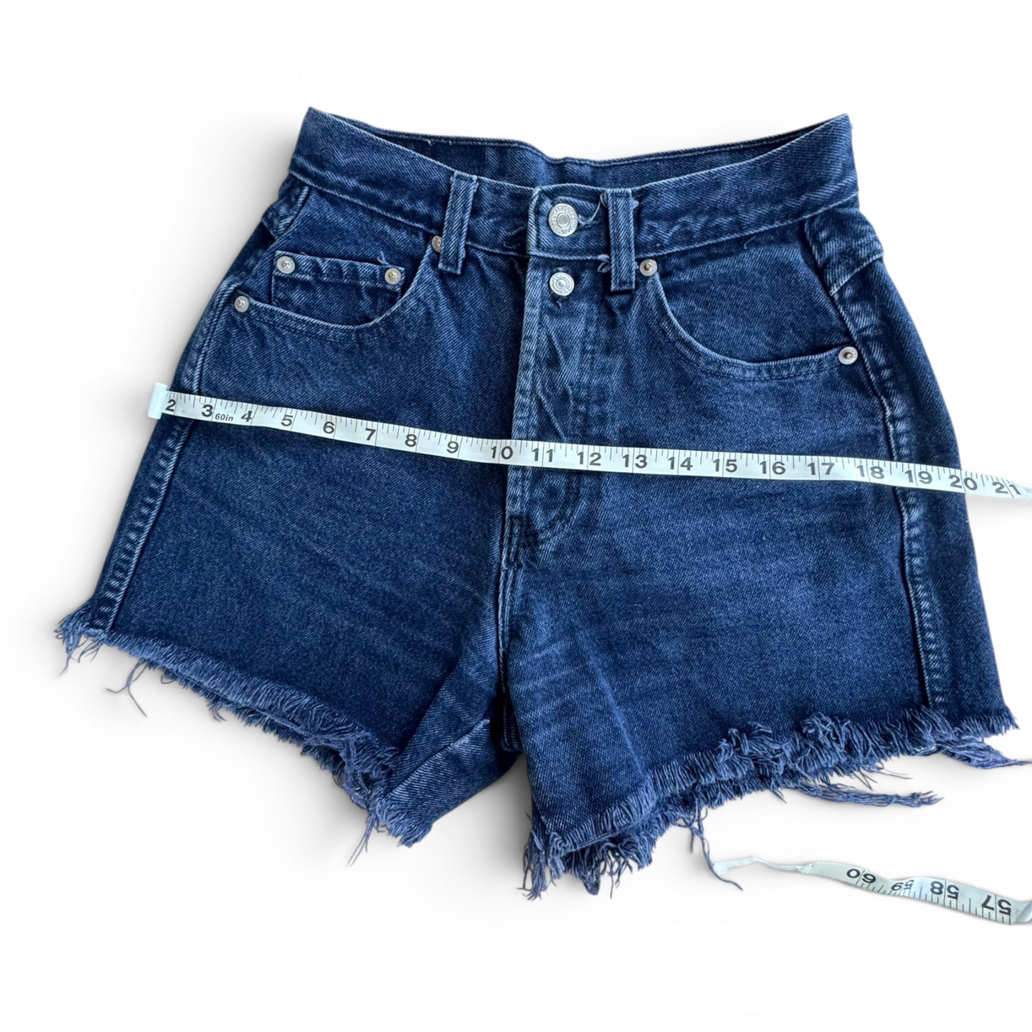 90s Jordache Basics High-Rise Cut-Off Denim Shorts Dark Indigo