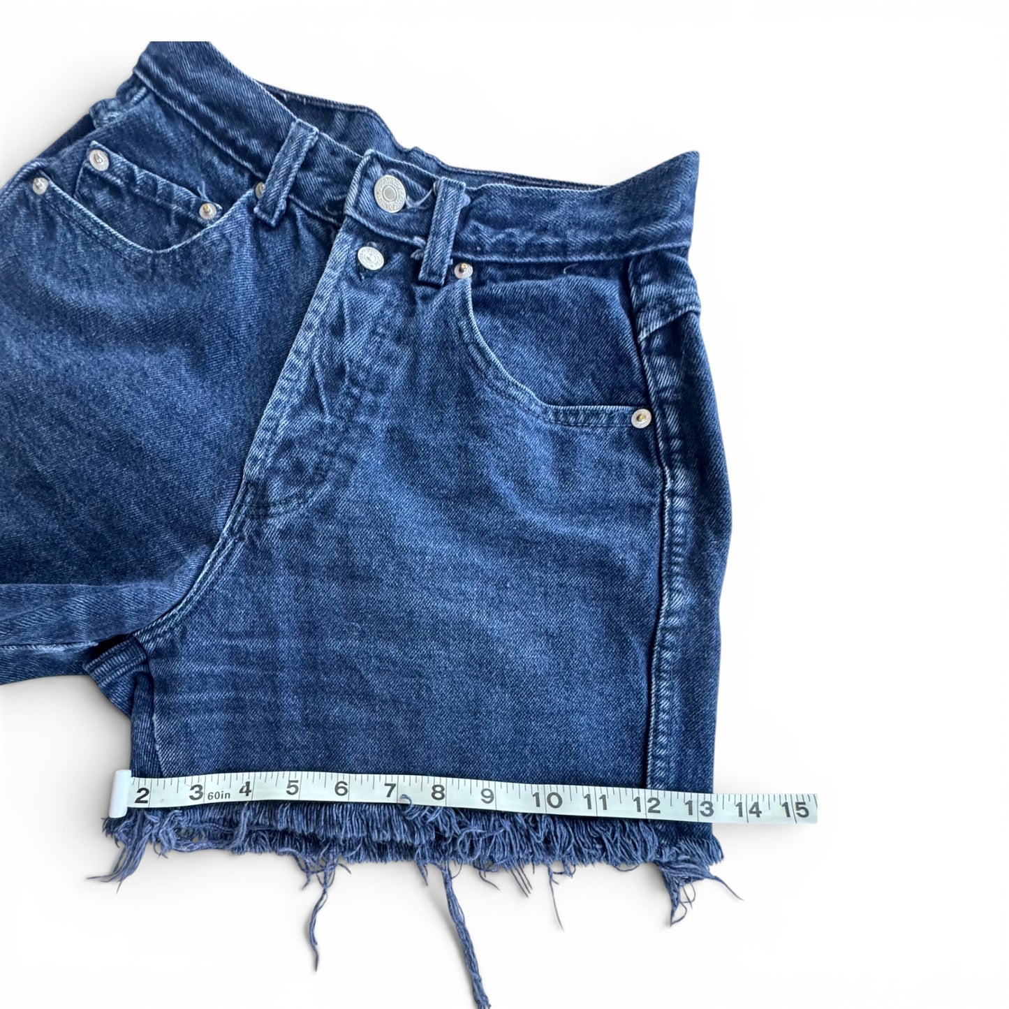 90s Jordache Basics High-Rise Cut-Off Denim Shorts Dark Indigo