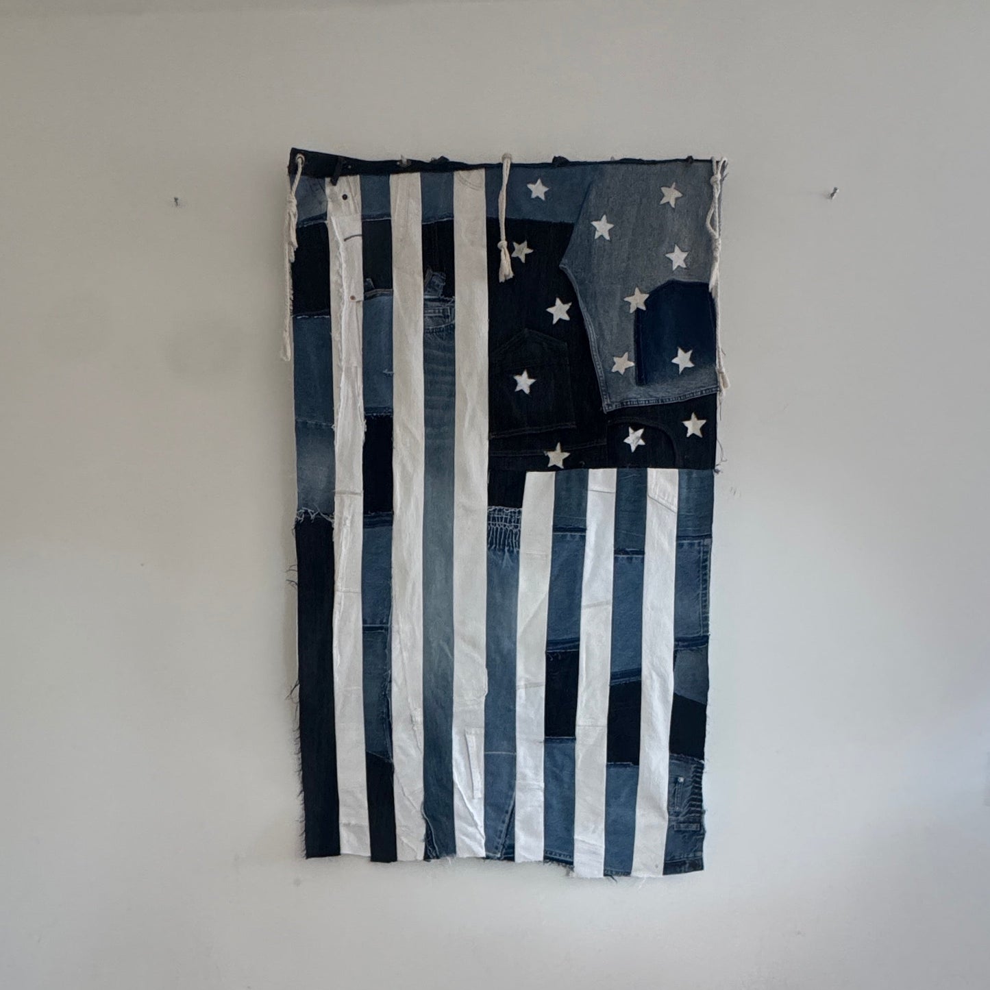 Denim Patchwork American Flag — Small Wall Hanging