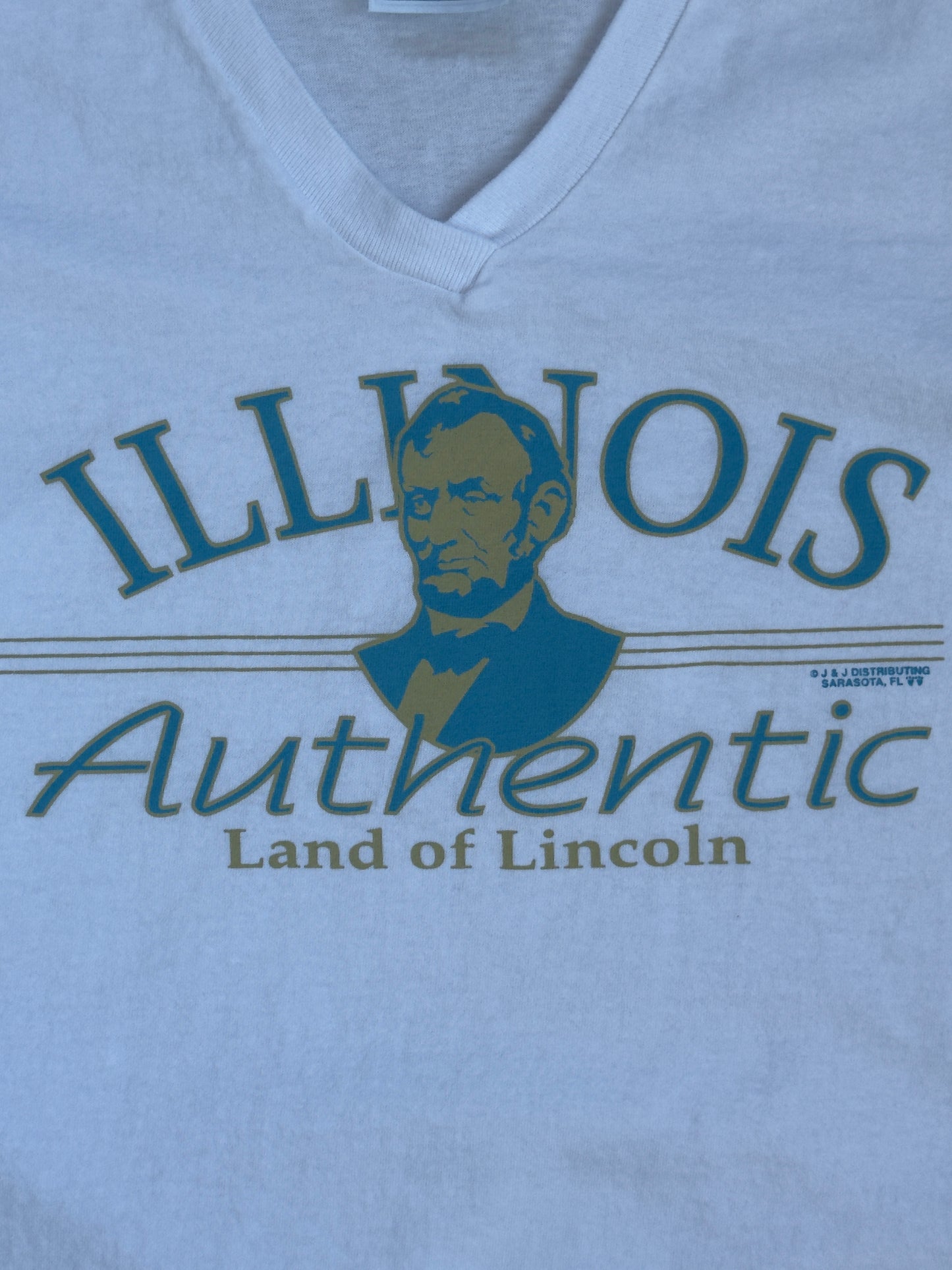 90s Illinois Land of Lincoln V-Neck Tee