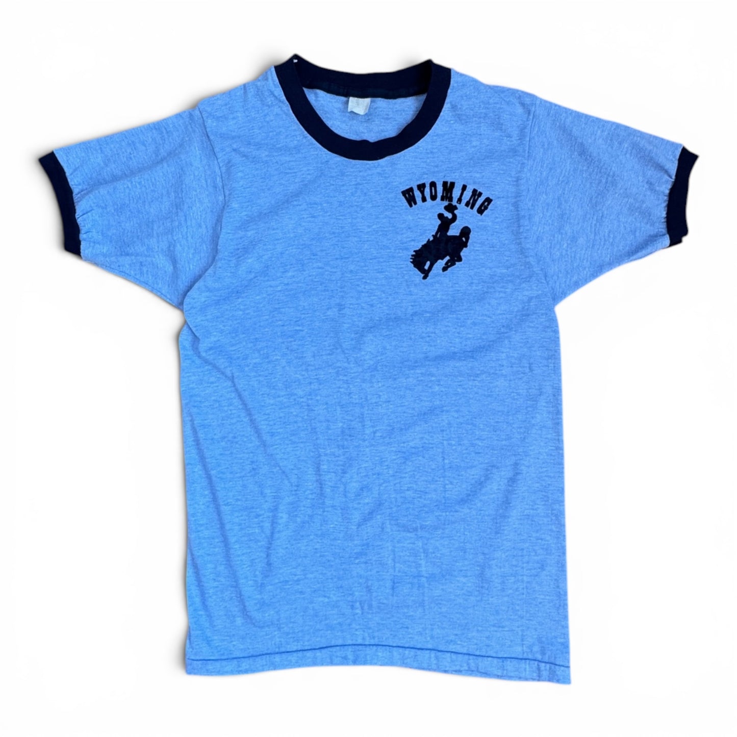 70s Wyoming Cowboy Flocked Ringer Tee