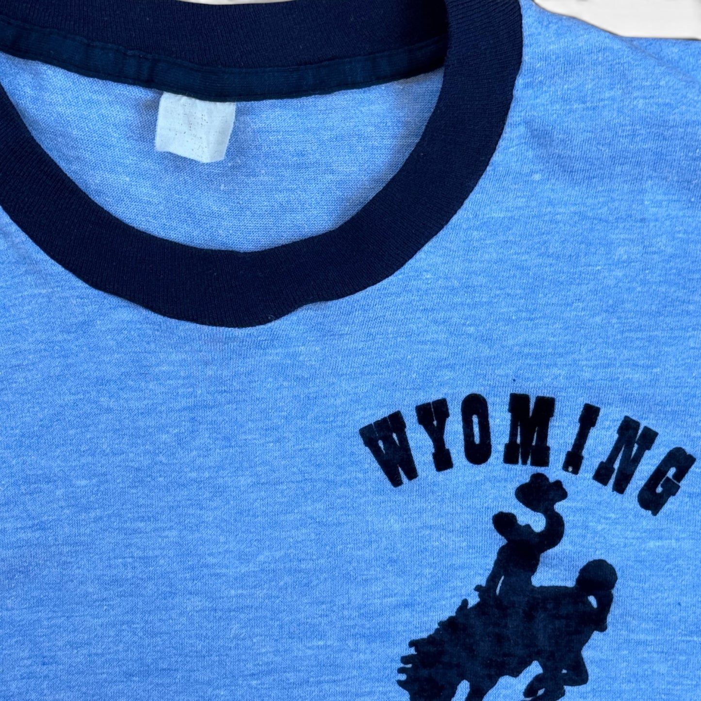 70s Wyoming Cowboy Flocked Ringer Tee