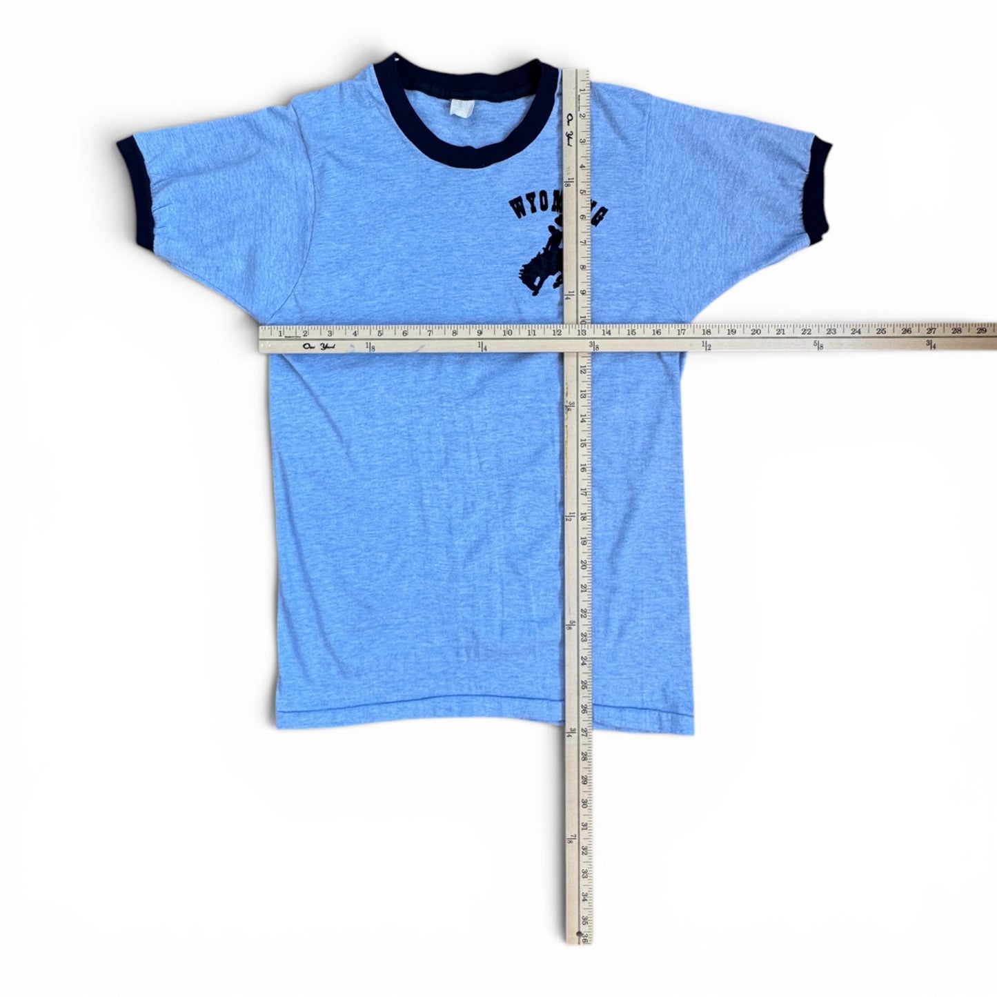 70s Wyoming Cowboy Flocked Ringer Tee