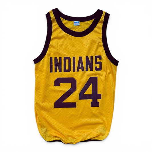 70/80s Champion Indians Basketball Jersey #24 Mesh Nylon USA Maroon Gold