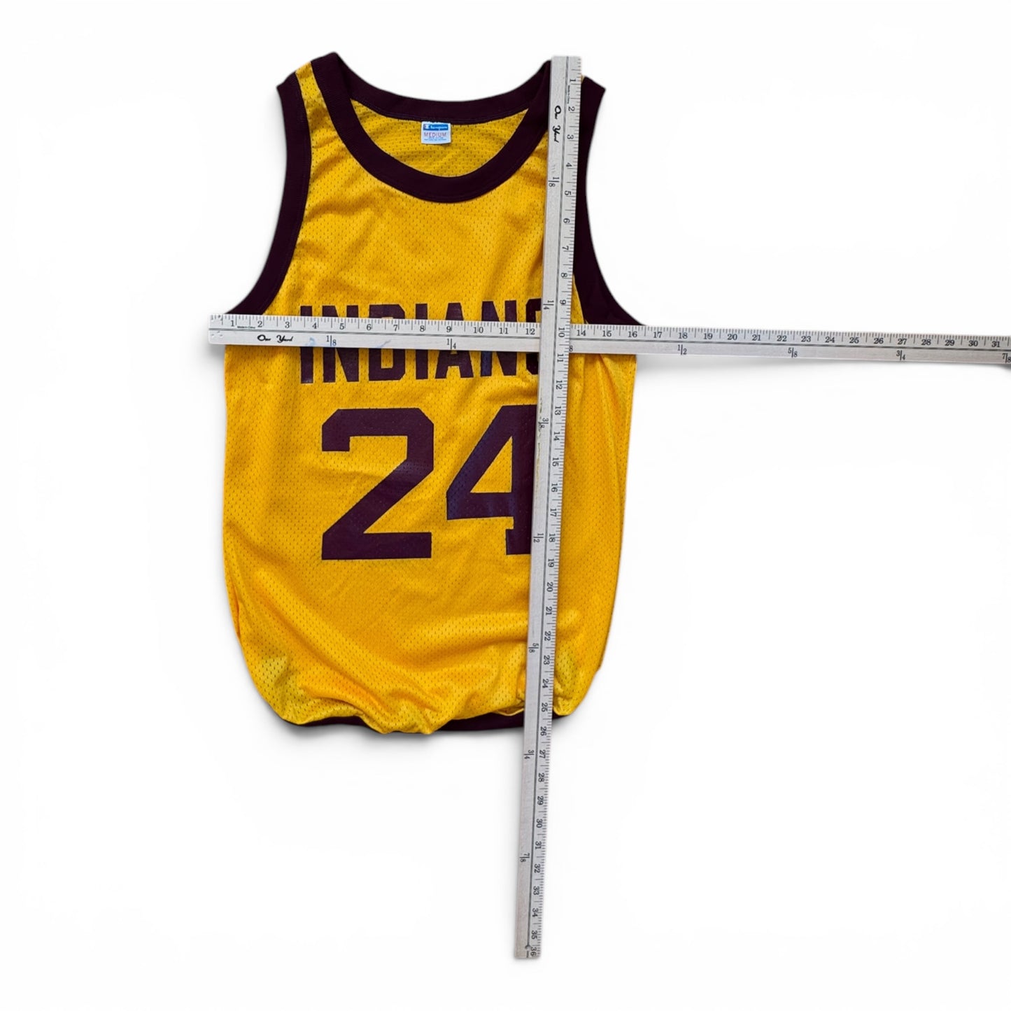 70/80s Champion Indians Basketball Jersey #24 Mesh Nylon USA Maroon Gold