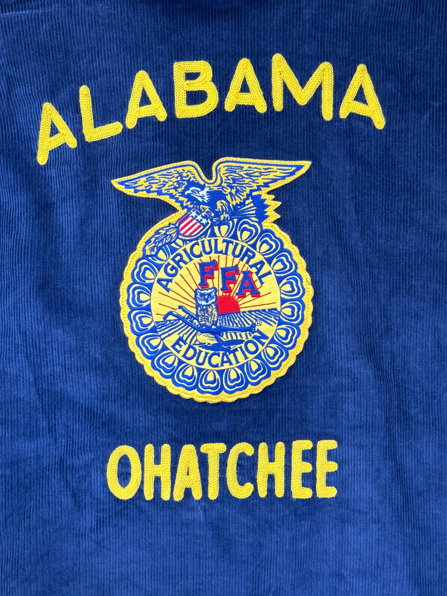 FFA Future Farmers of America Blue Corduroy Jacket Alabama Ohatchee Chapter