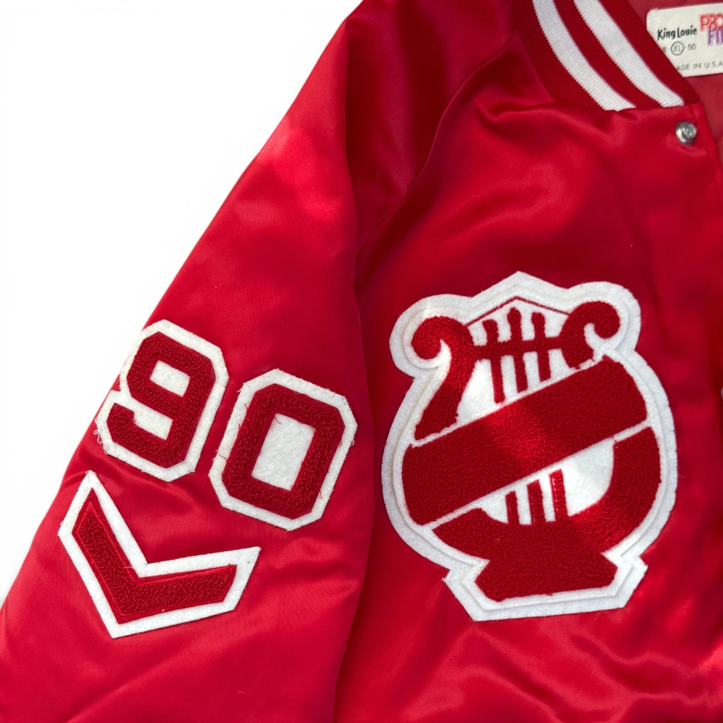 90s King Louie Milwaukee High School of the Arts Satin Bomber Jacket