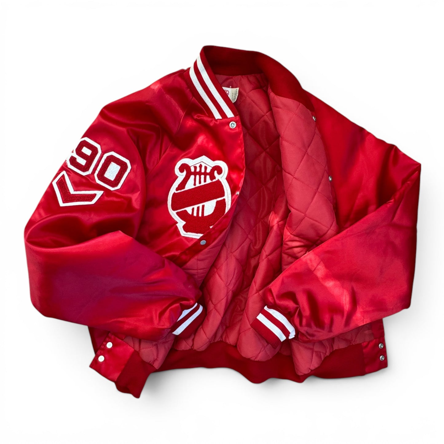 90s King Louie Milwaukee High School of the Arts Satin Bomber Jacket