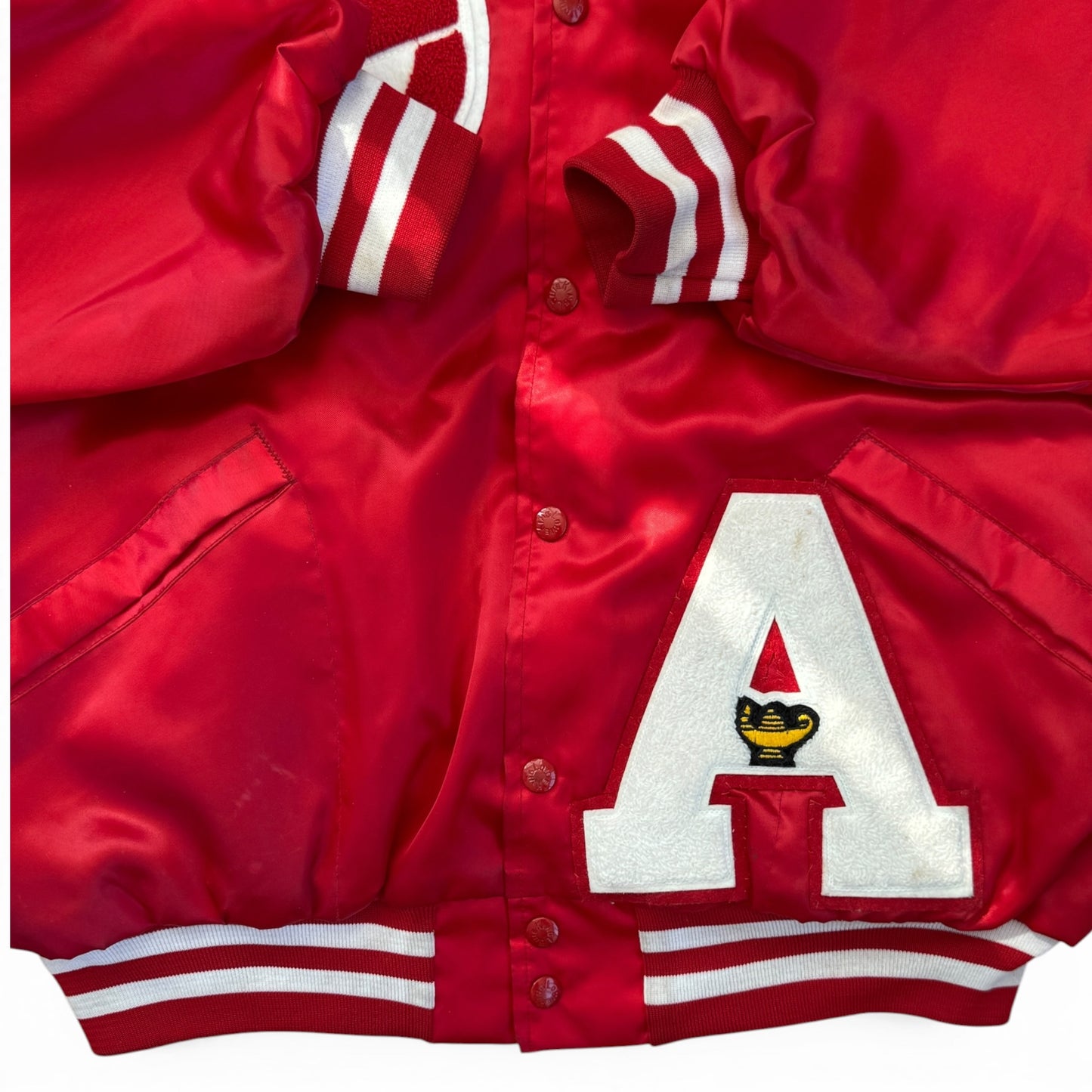90s King Louie Milwaukee High School of the Arts Satin Bomber Jacket