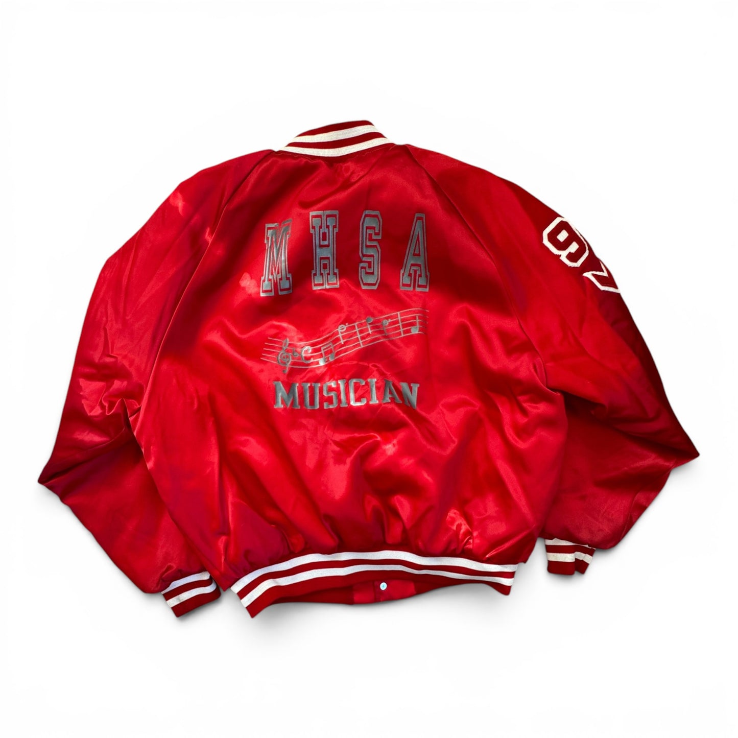 90s King Louie Milwaukee High School of the Arts Satin Bomber Jacket