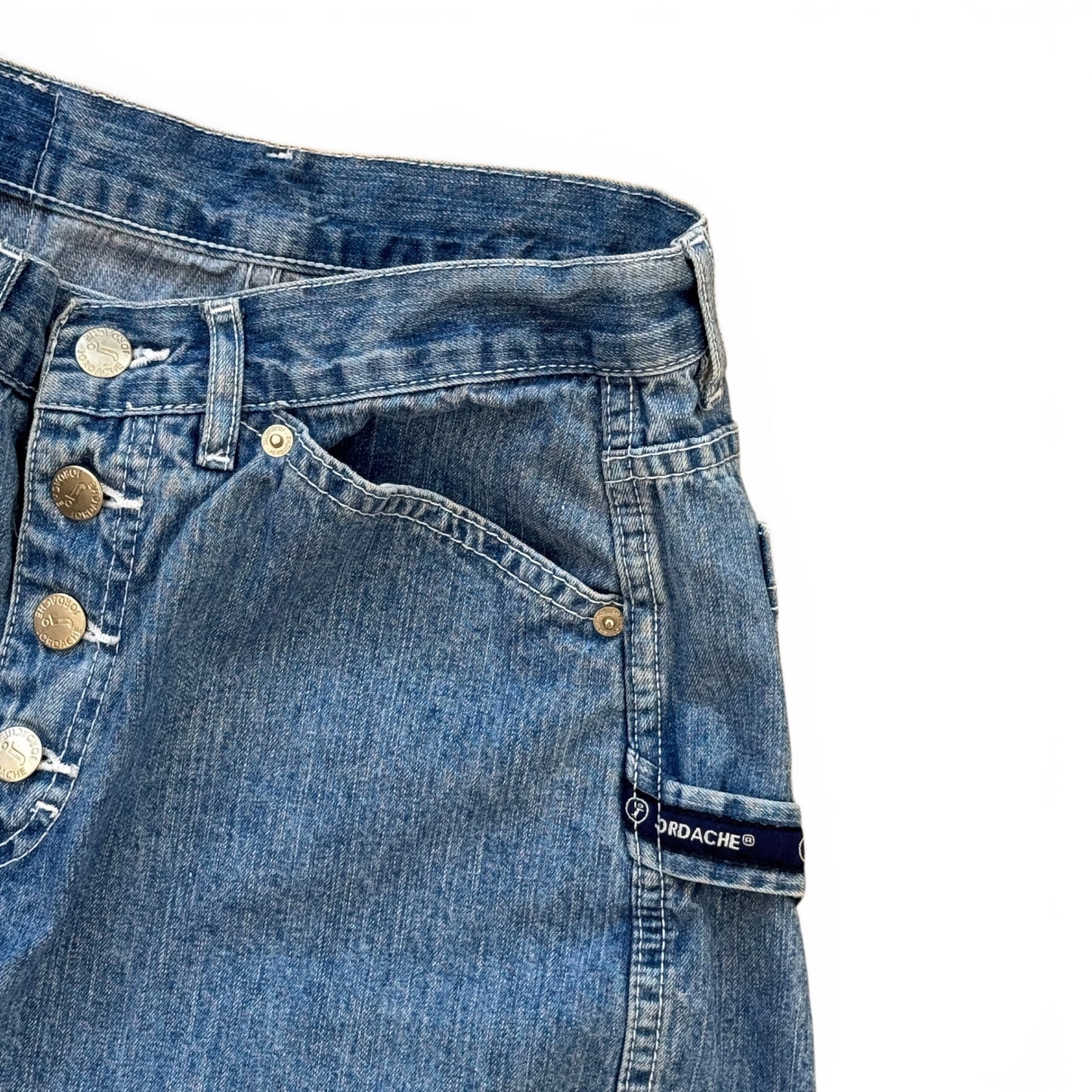 90s Jordache Button-Fly Carpenter Denim Shorts Light Wash