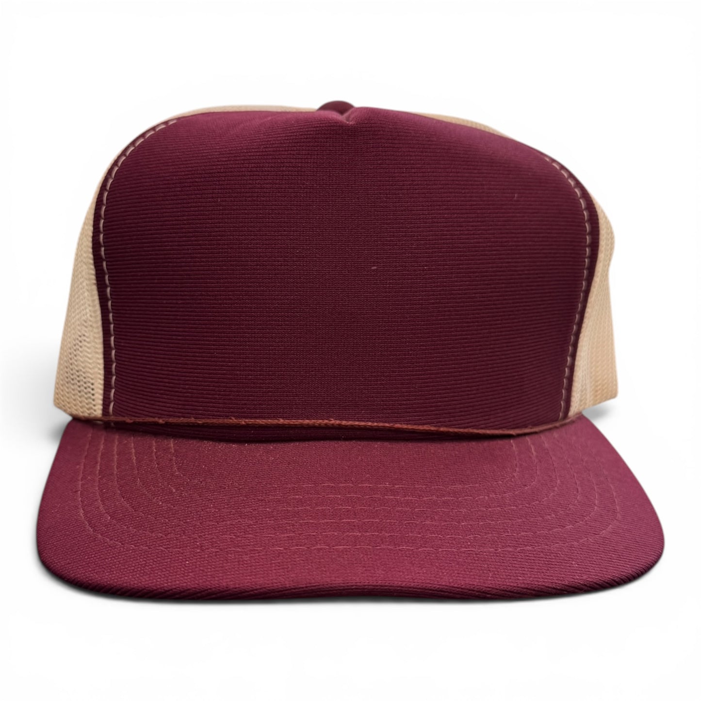 Deadstock 80s Blank Two-Tone Trucker Hat Maroon/Off White