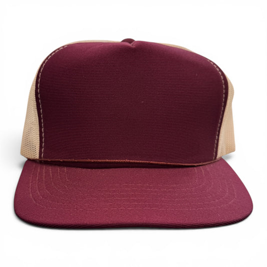 Deadstock 80s Blank Two-Tone Trucker Hat Maroon/Off White