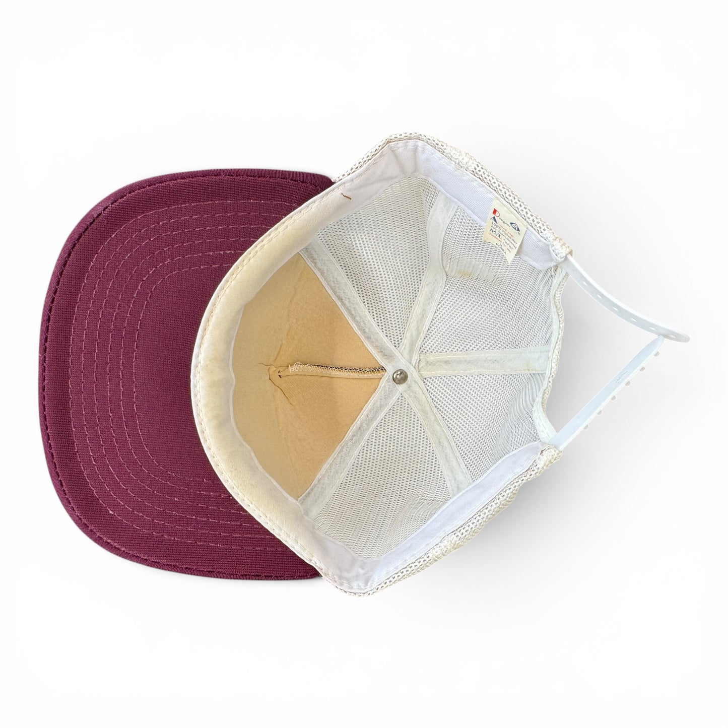 Deadstock 80s Blank Two-Tone Trucker Hat Maroon/Off White
