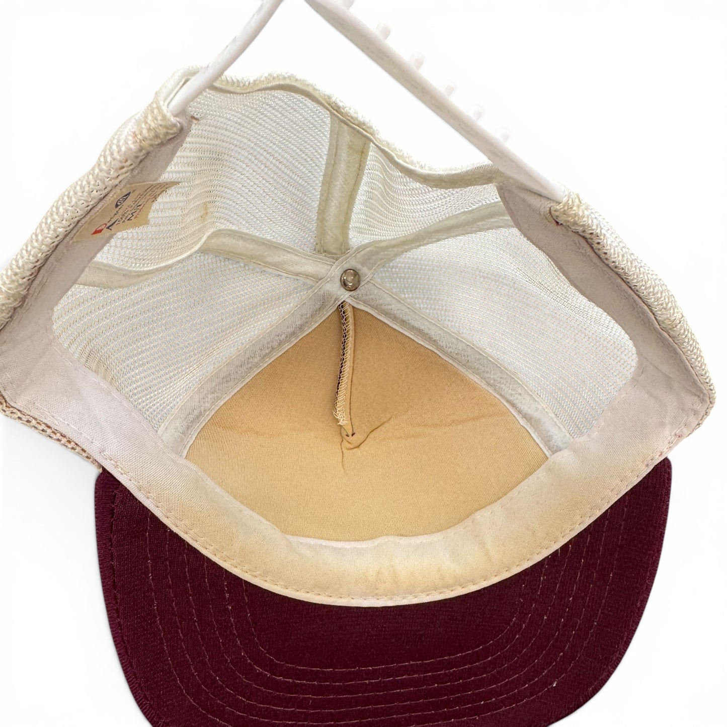 Deadstock 80s Blank Two-Tone Trucker Hat Maroon/Off White