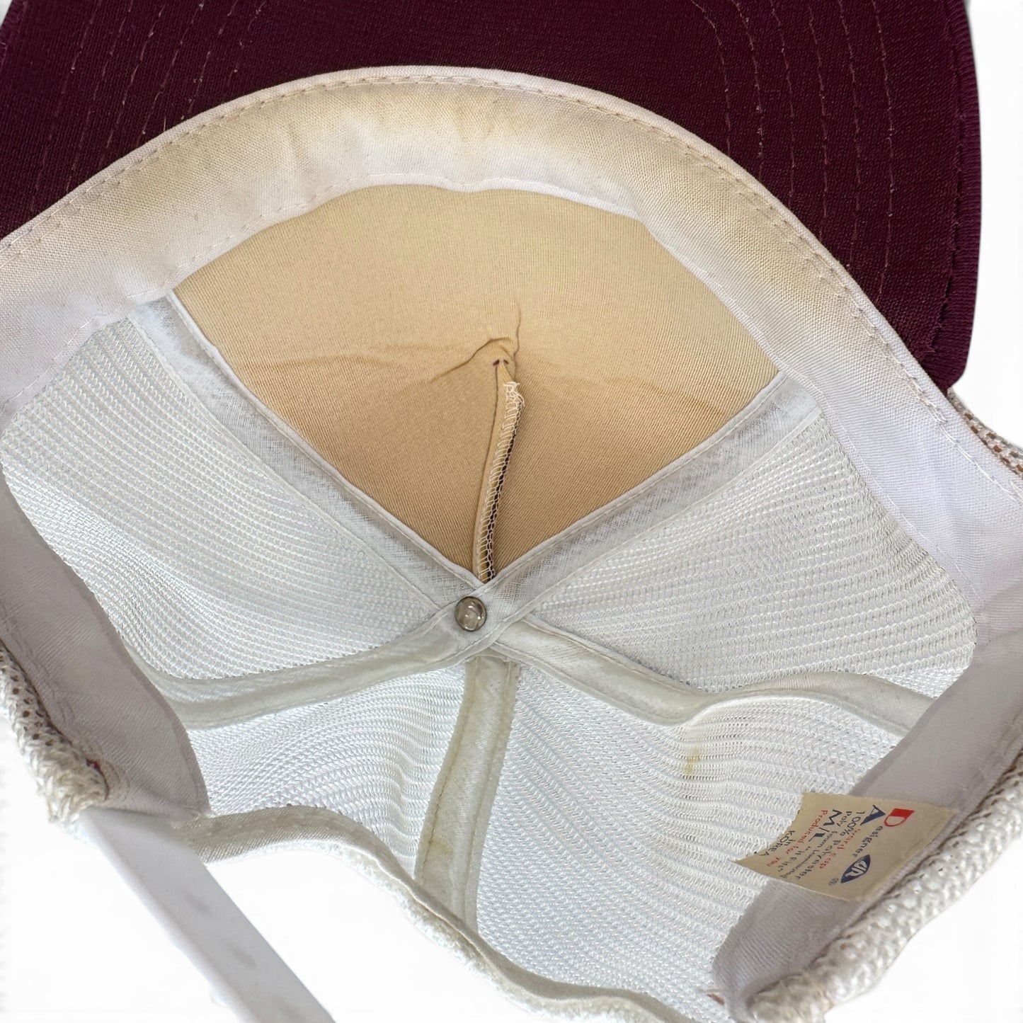 Deadstock 80s Blank Two-Tone Trucker Hat Maroon/Off White