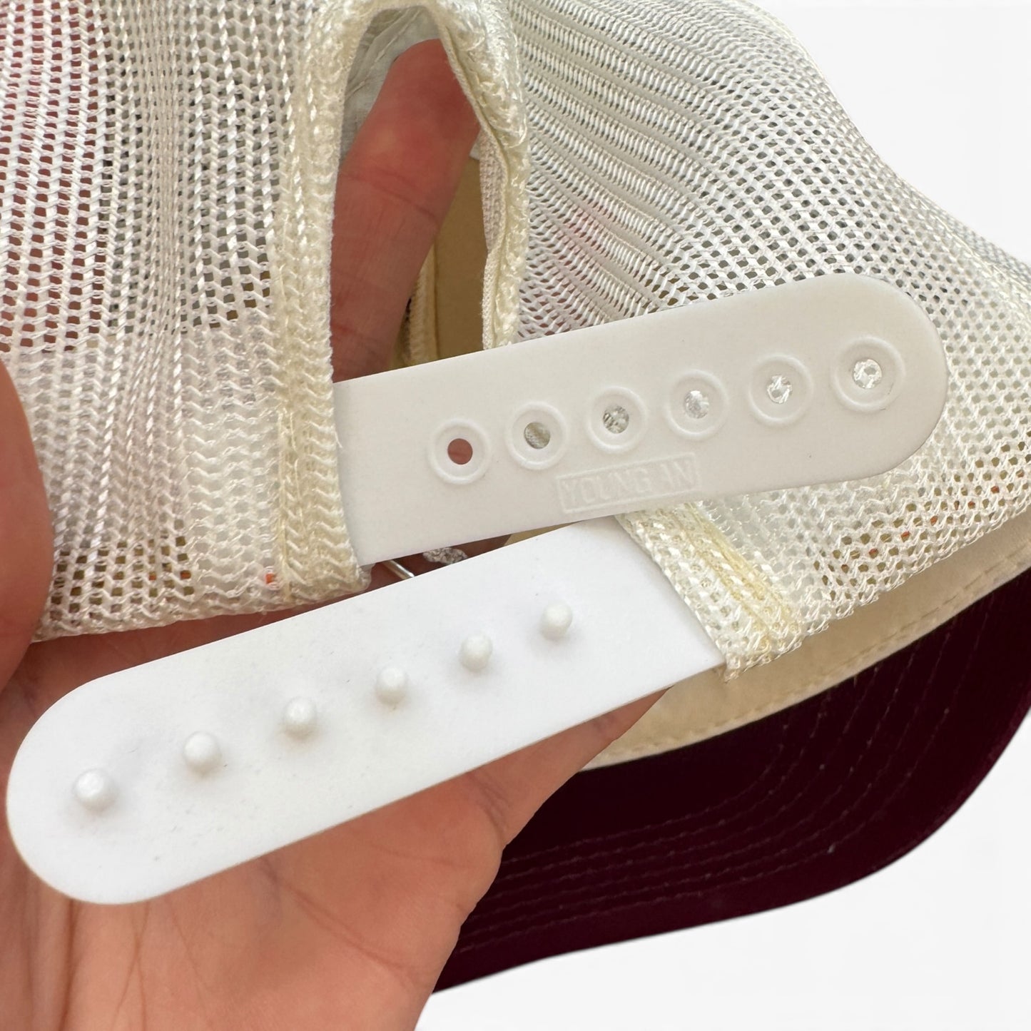 Deadstock 80s Blank Two-Tone Trucker Hat Maroon/Off White