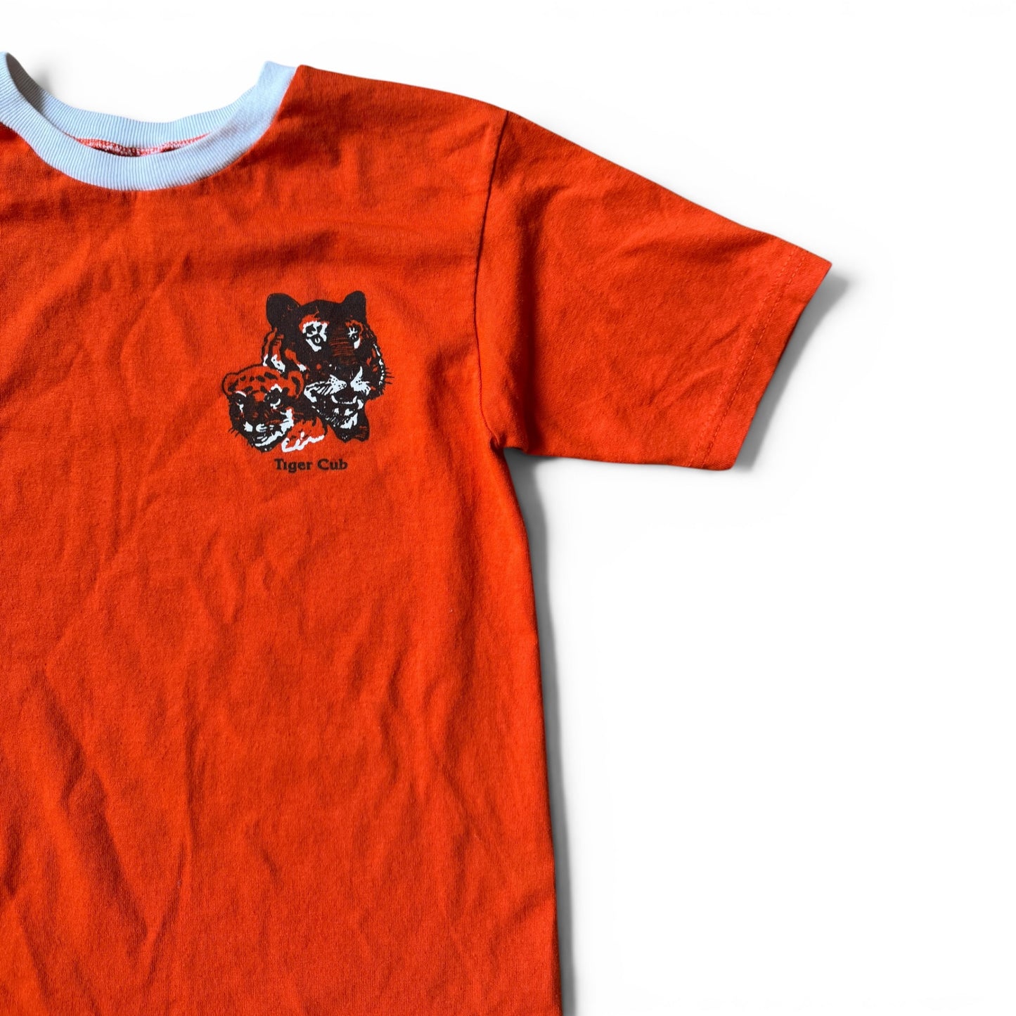 70s-80s Style Tiger Cub Graphic Ringer Tee