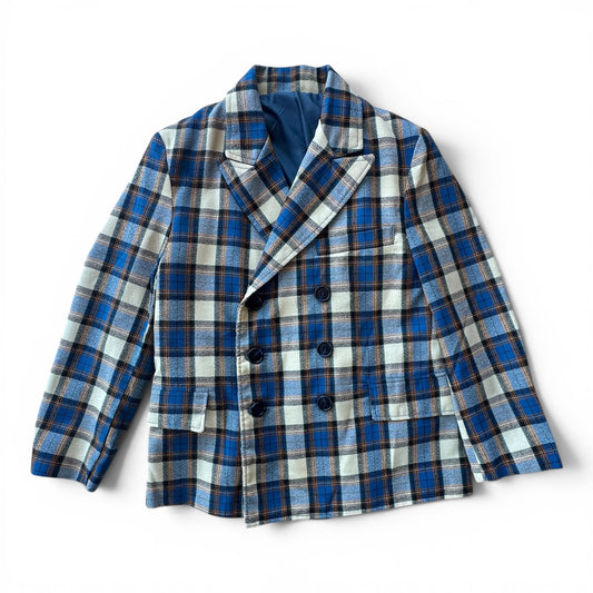 70s Dixie Lad Plaid Double Breasted Kids Blazer