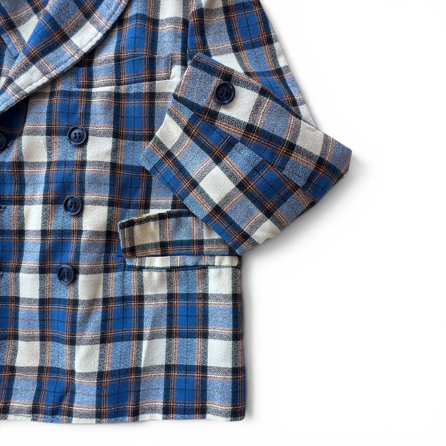 70s Dixie Lad Plaid Double Breasted Kids Blazer