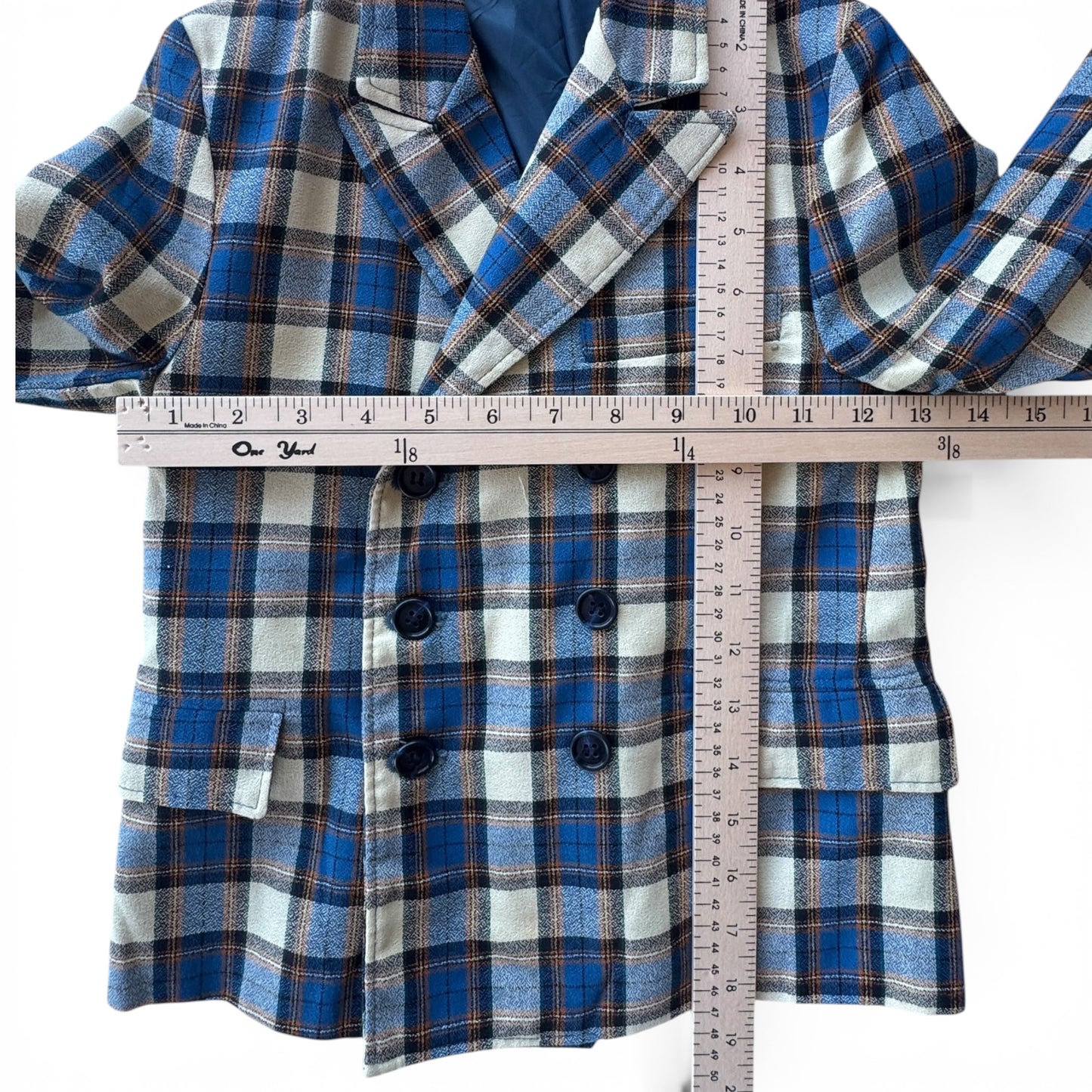 70s Dixie Lad Plaid Double Breasted Kids Blazer