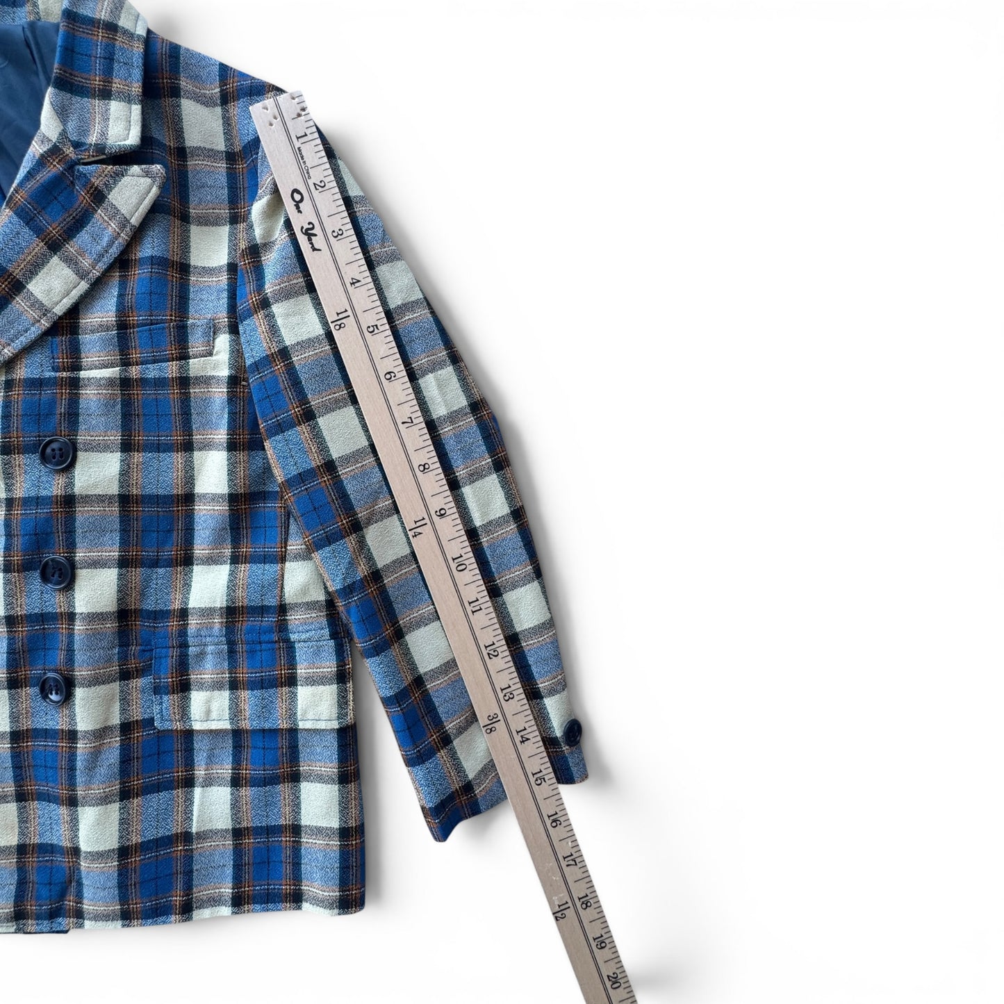 70s Dixie Lad Plaid Double Breasted Kids Blazer