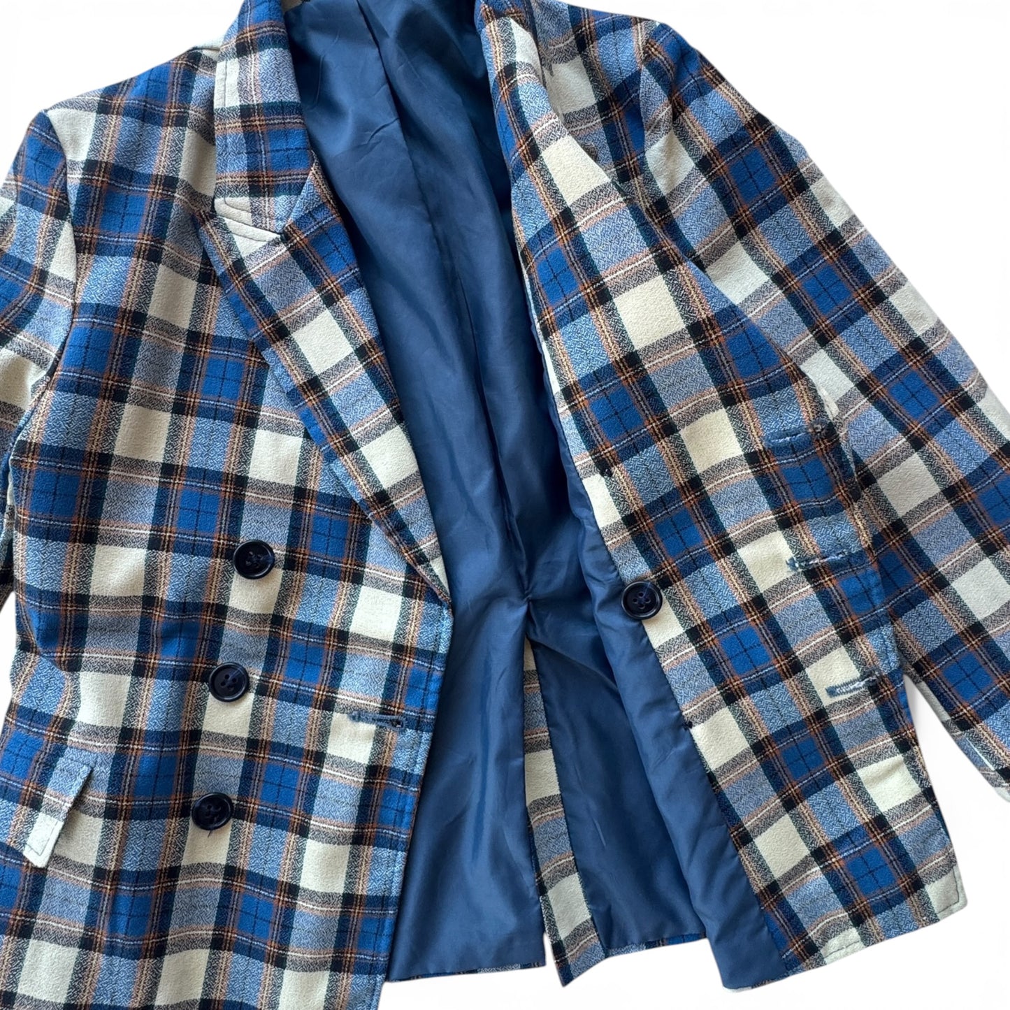 70s Dixie Lad Plaid Double Breasted Kids Blazer