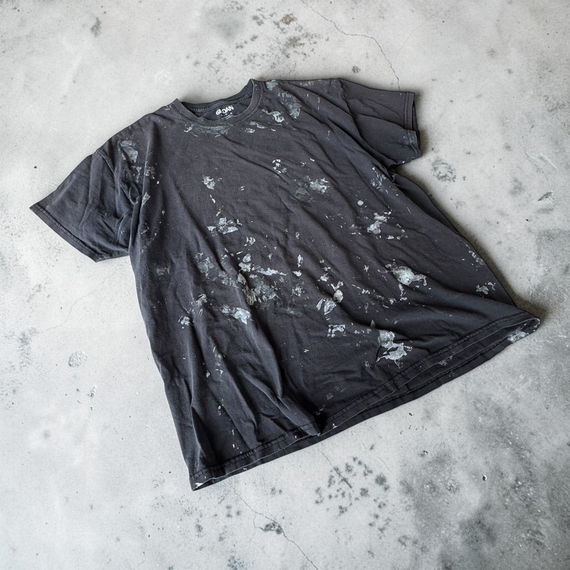 Custom paint-splattered white thermal long sleeve