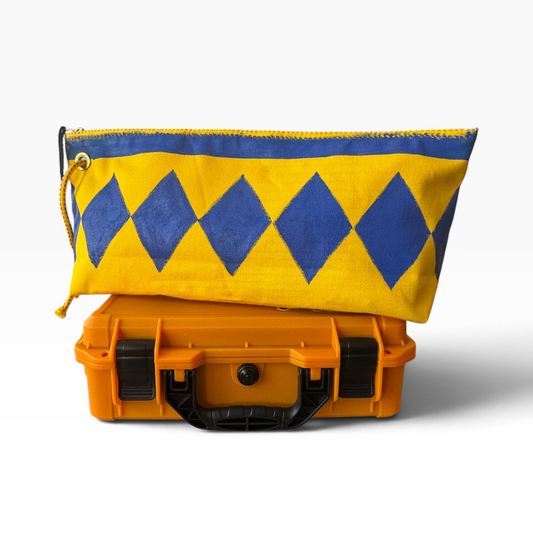 Hand-Painted Klein Tools Long Yellow Zipper Bag, Jockey Silks