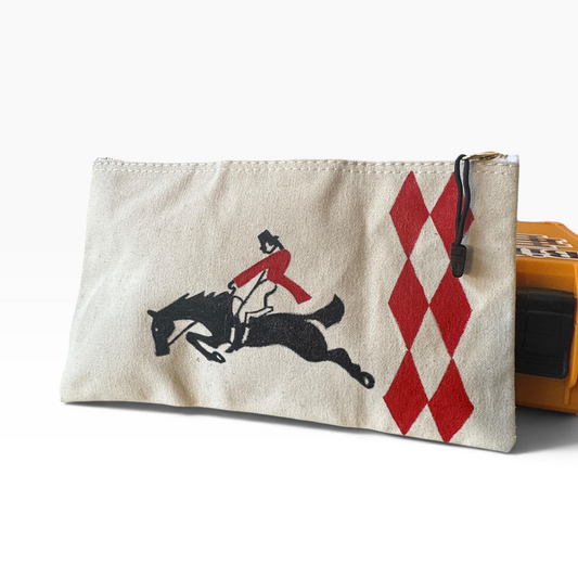 Hand-Painted Klein Tools Flat Pouch, Jumping Horse