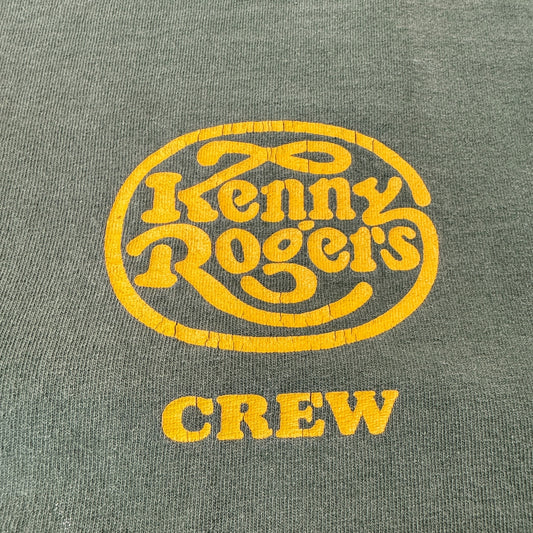 90's Kenny Rogers Crew T-Shirt — Dark Green, Distressed, Size XL