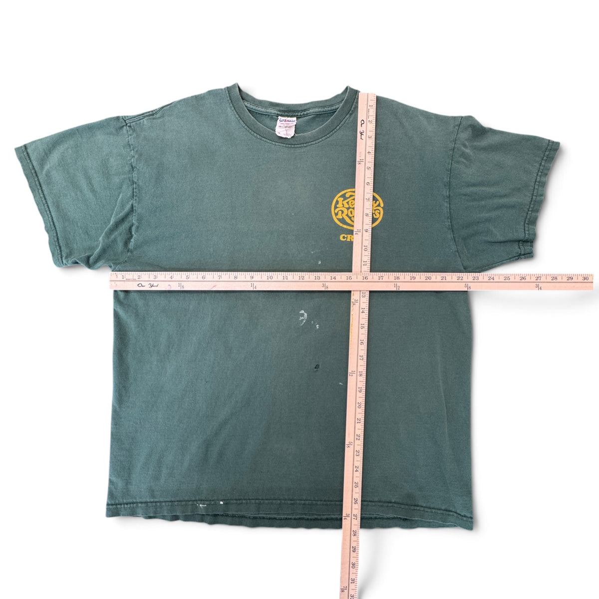 90's Kenny Rogers Crew T-Shirt — Dark Green, Distressed, Size XL