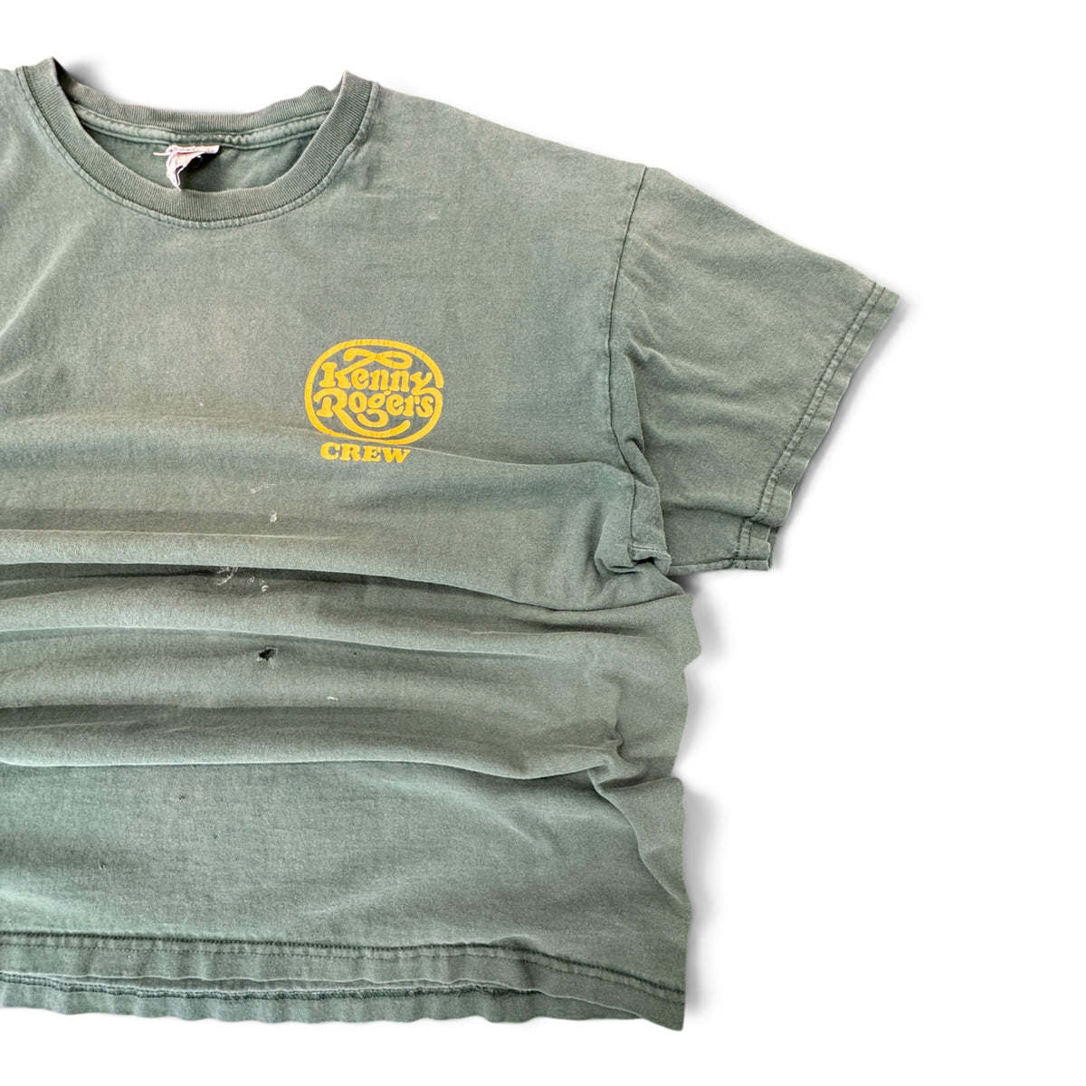 90's Kenny Rogers Crew T-Shirt — Dark Green, Distressed, Size XL