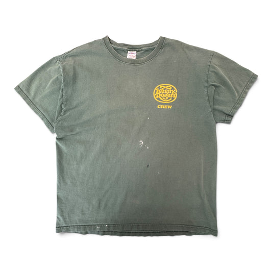 90's Kenny Rogers Crew T-Shirt — Dark Green, Distressed, Size XL