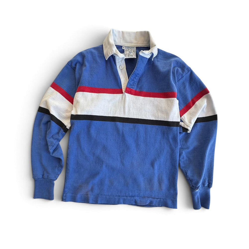 Lands' End 90s Rugby Polo Shirt, Blue Red White Stripe, Made USA