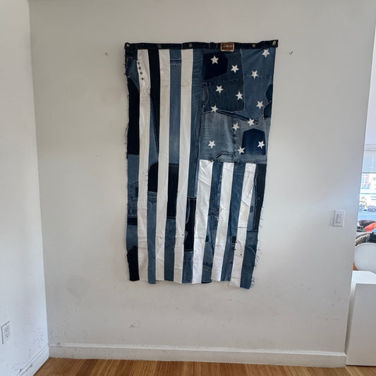 Denim Patchwork American Flag — Wall Hanging